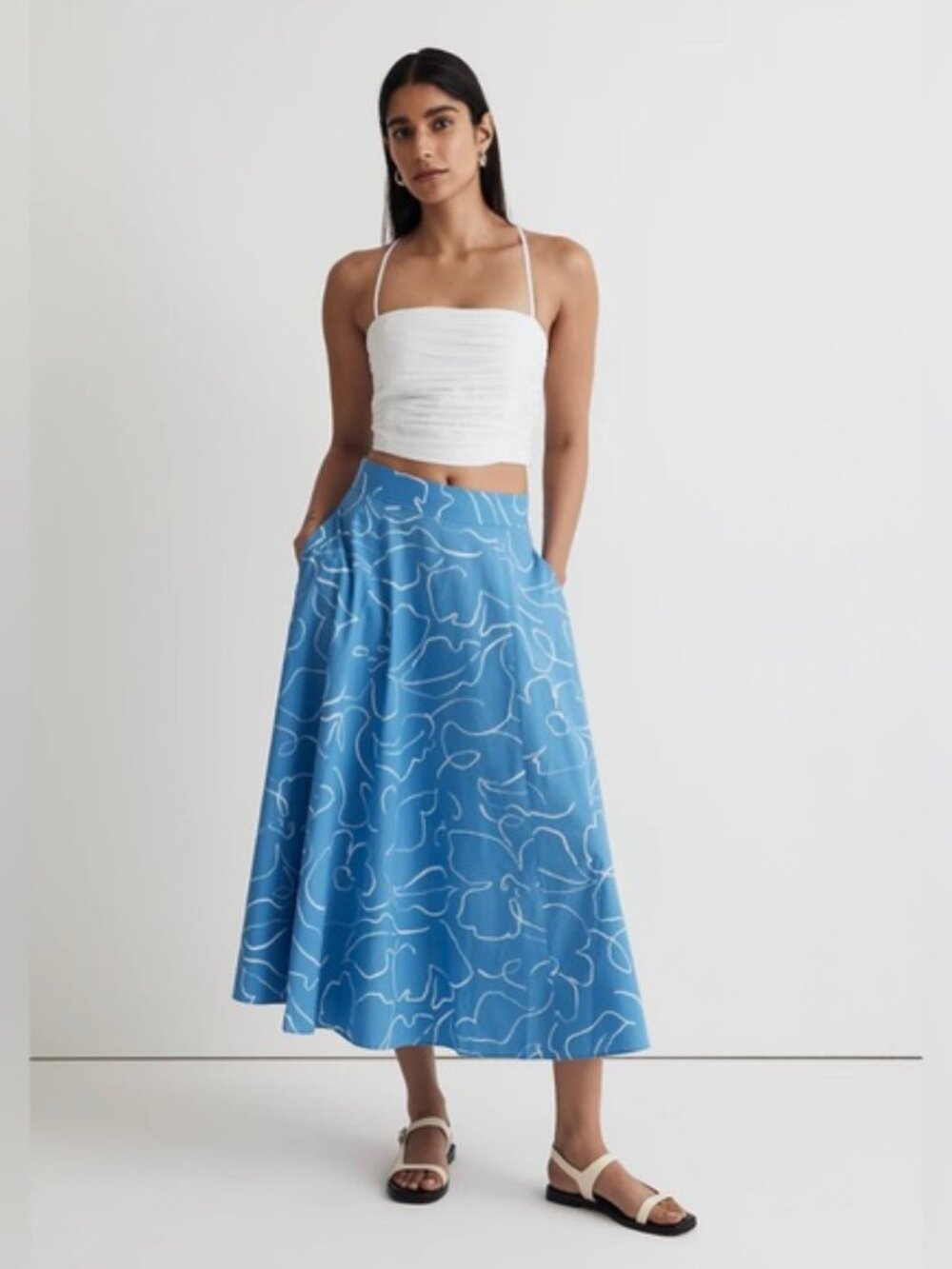 NWT Madewell Signature Poplin Maxi Skirt in Linear Bloom
